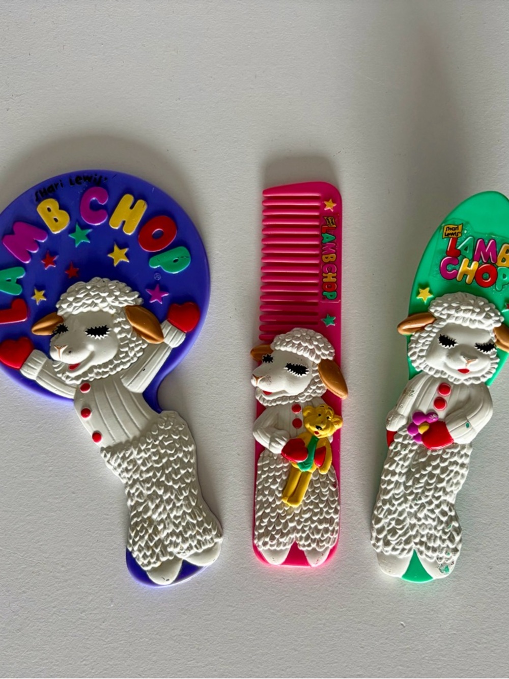Lamb Chop Vintage Kids Vanity Set - Comb, Brush & Mirror